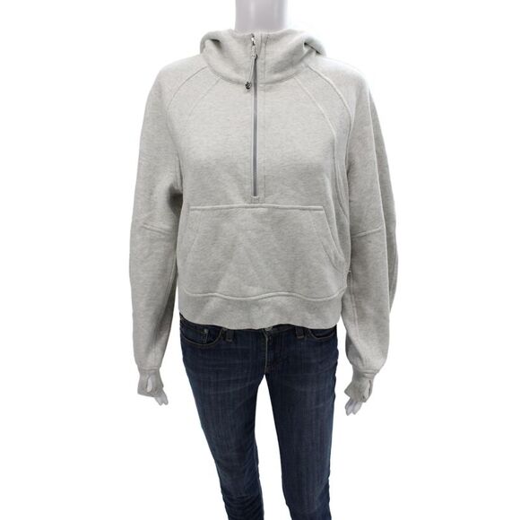 Lululemon Sweaters - Lululemon Women Pullover Hoodie Gray High Neck Zip Cotton Long Sleeve Size S